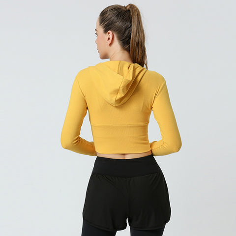 Chaqueta con cremallera de secado rápido para yoga y entrenamiento para mujer