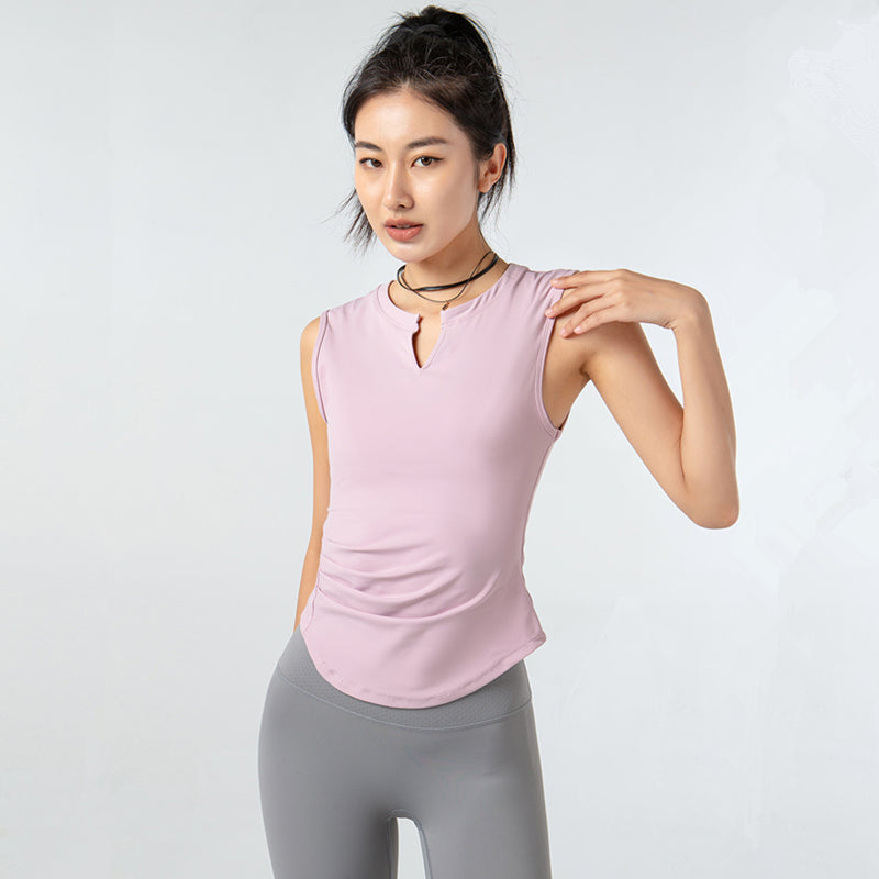 Top de yoga y fitness para mujer sin mangas con cuello en V