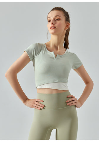 V Neck Two Color Tone Women’s Fitness T Shirt