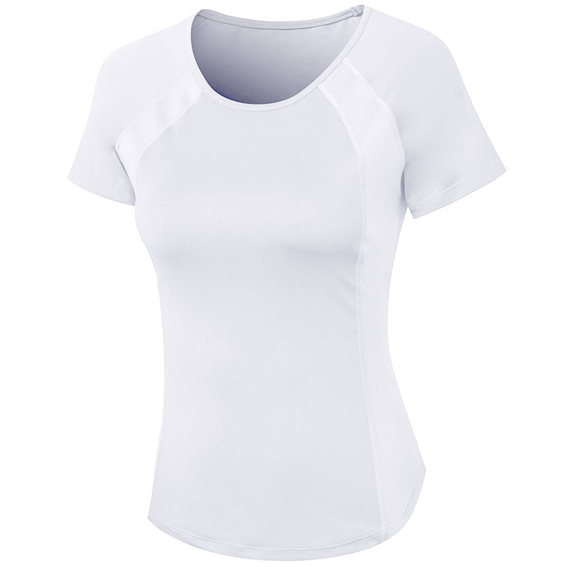 Camiseta de yoga y fitness de cuello redondo y secado rápido para mujer