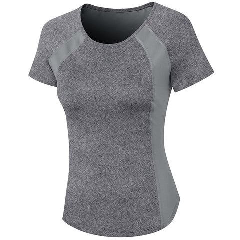 Schnelltrocknendes Yoga-Fitness-T-Shirt für Damen mit Rundhalsausschnitt