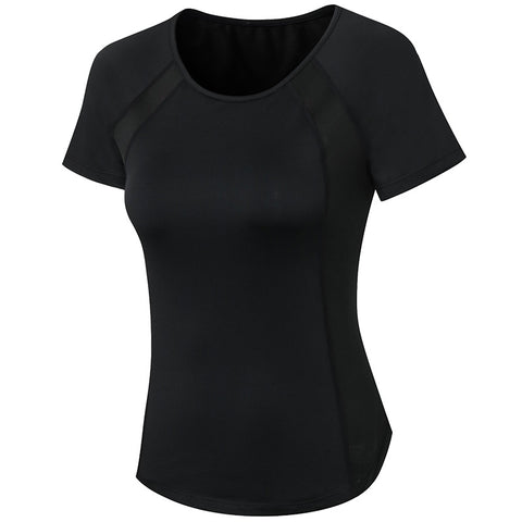 Camiseta de yoga y fitness de cuello redondo y secado rápido para mujer