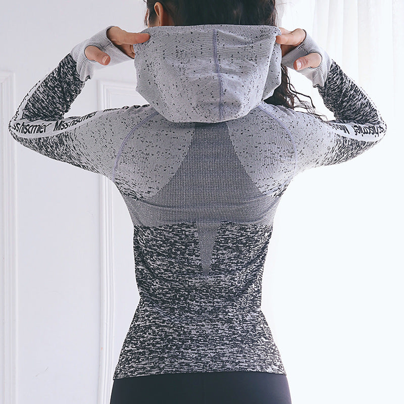 Long Sleeve Women’s Yoga & Fitness Hooded Zipper Shirt