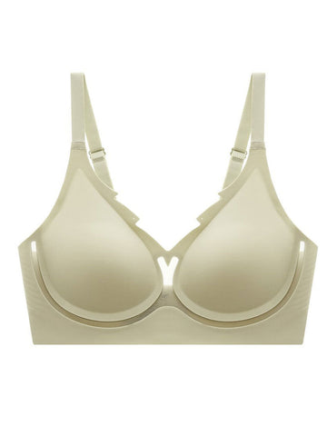 Seamless Hollow Out Soft Support Wireless Gathering Splice Breathable Bra