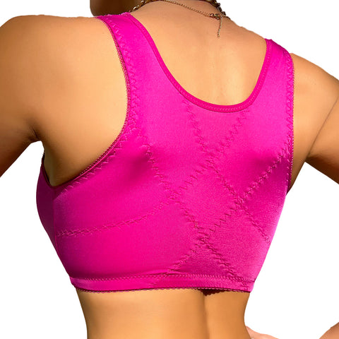 Plus Size Front Closure Lace Butterfly Wireless Bra Fuchsia