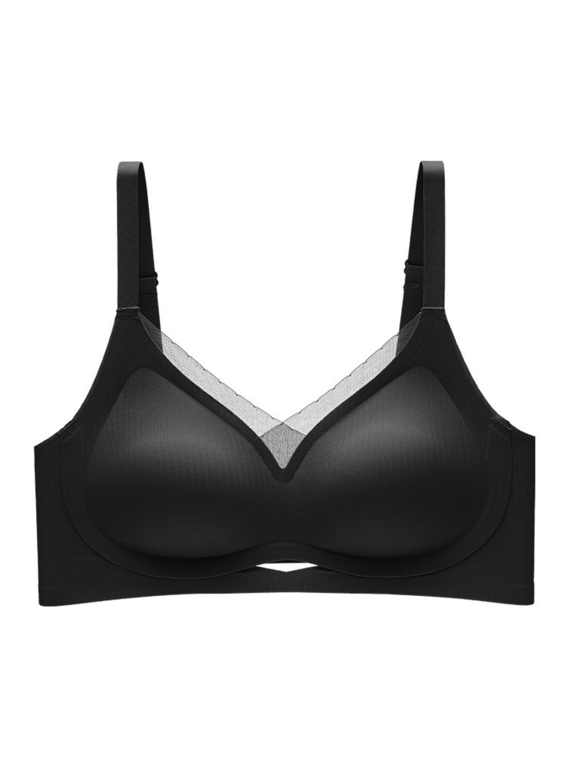 One-piece Seamless Push-up Breathable Mesh Wireless Bra Black