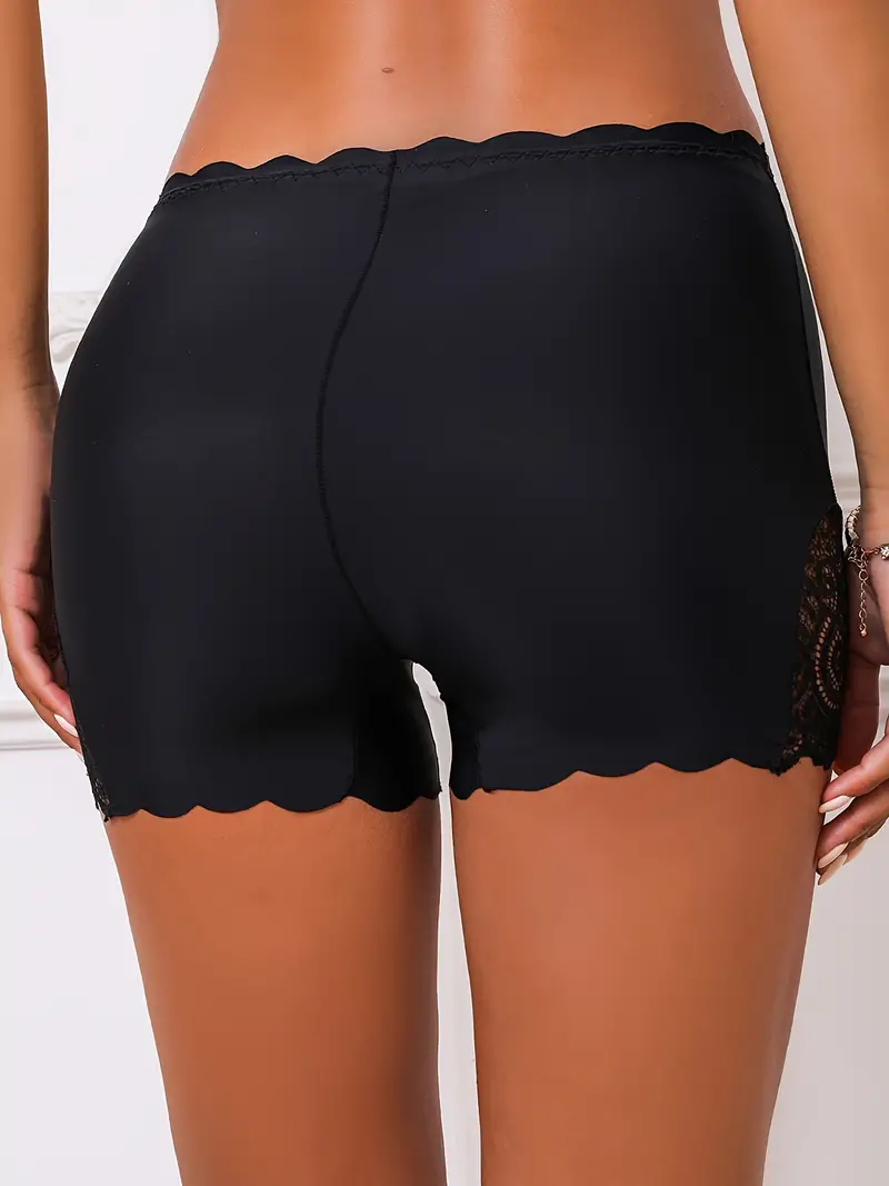 Contrast Lace Soft & Comfortable Scallop Trim Boyshort Panties