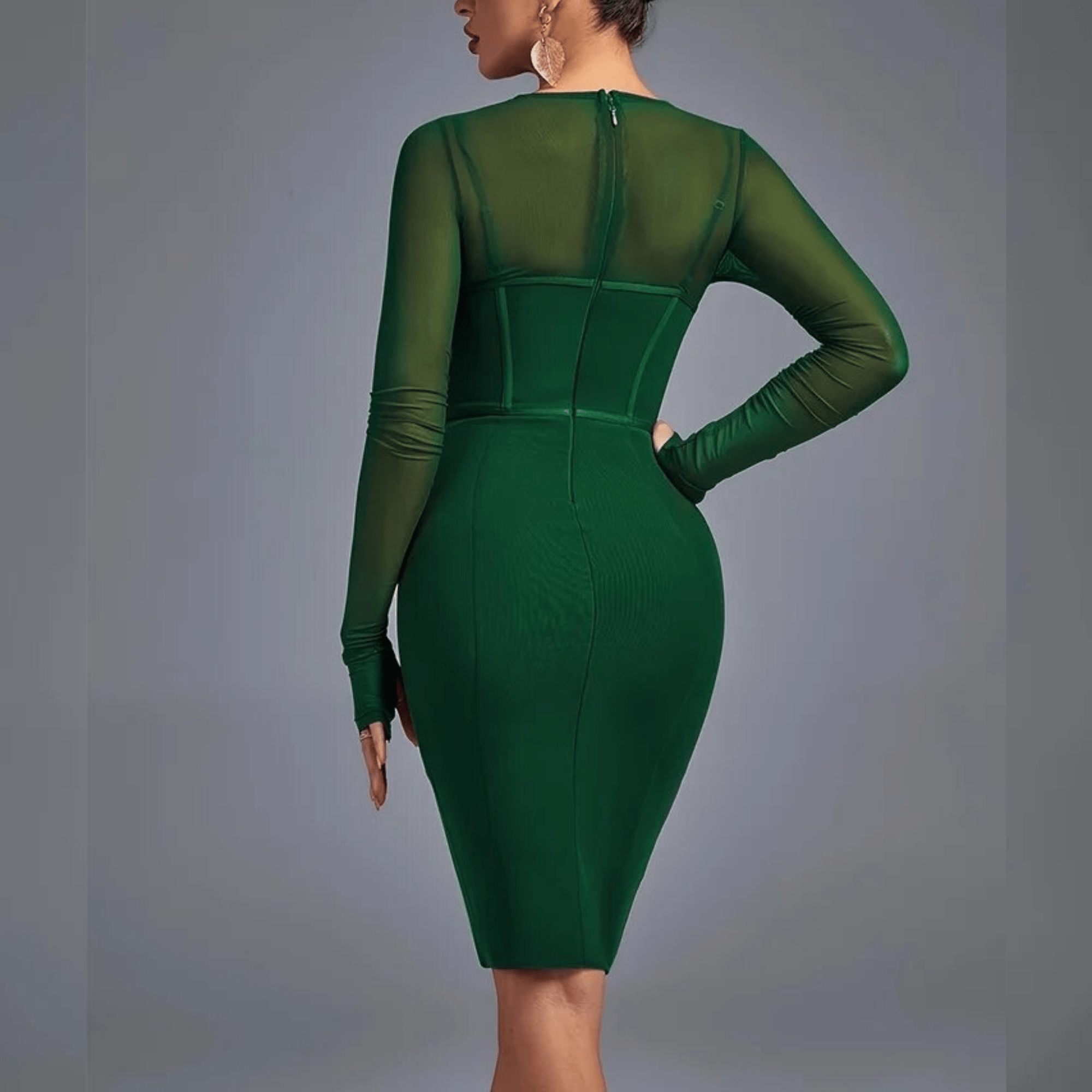 Amelia - Green Mesh and Bandage Dress