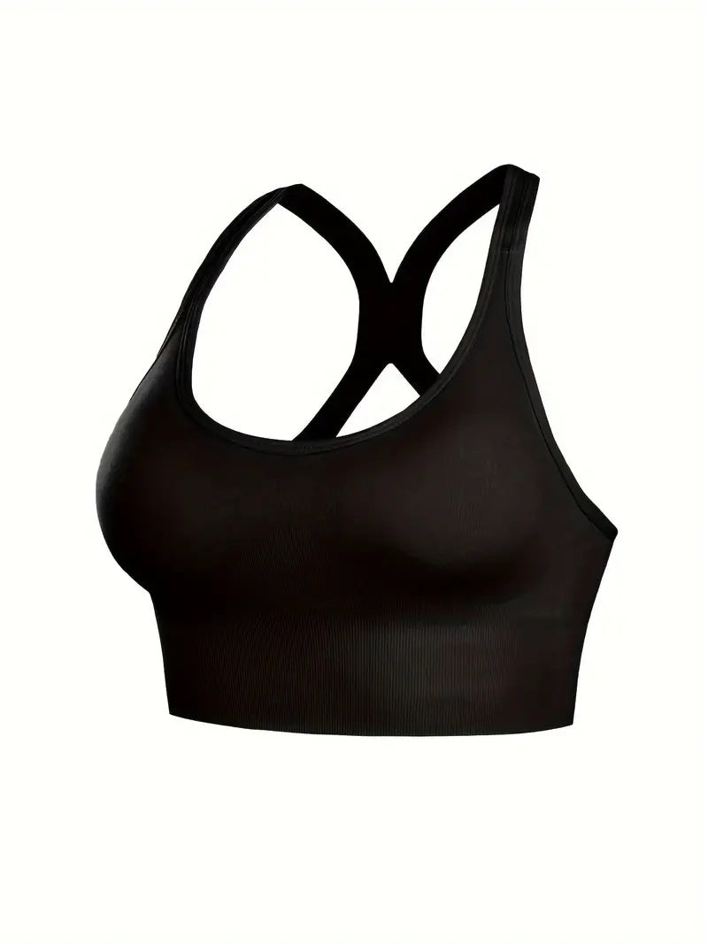 Crossback Medium Support Sports Bra Black