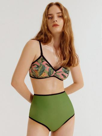 Wendbares Bikini-Set mit hoher Taille - Grün