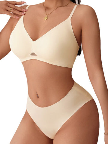 Conjunto de sujetador push up ajustable de una pieza sin costuras y sin aros