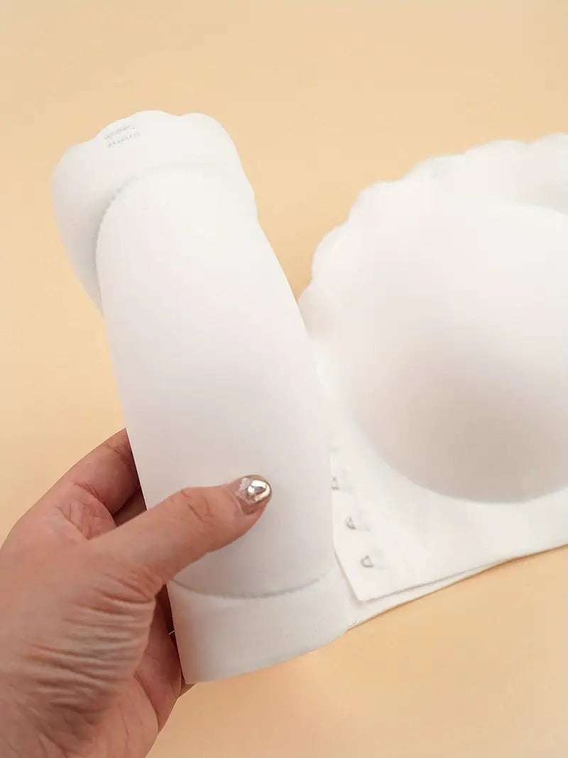 Front Closure Wireless Strapless Bra White