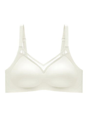 Beautiful Back Push-up Anti-sagging Side Breasts Seamless Wireless Bra White