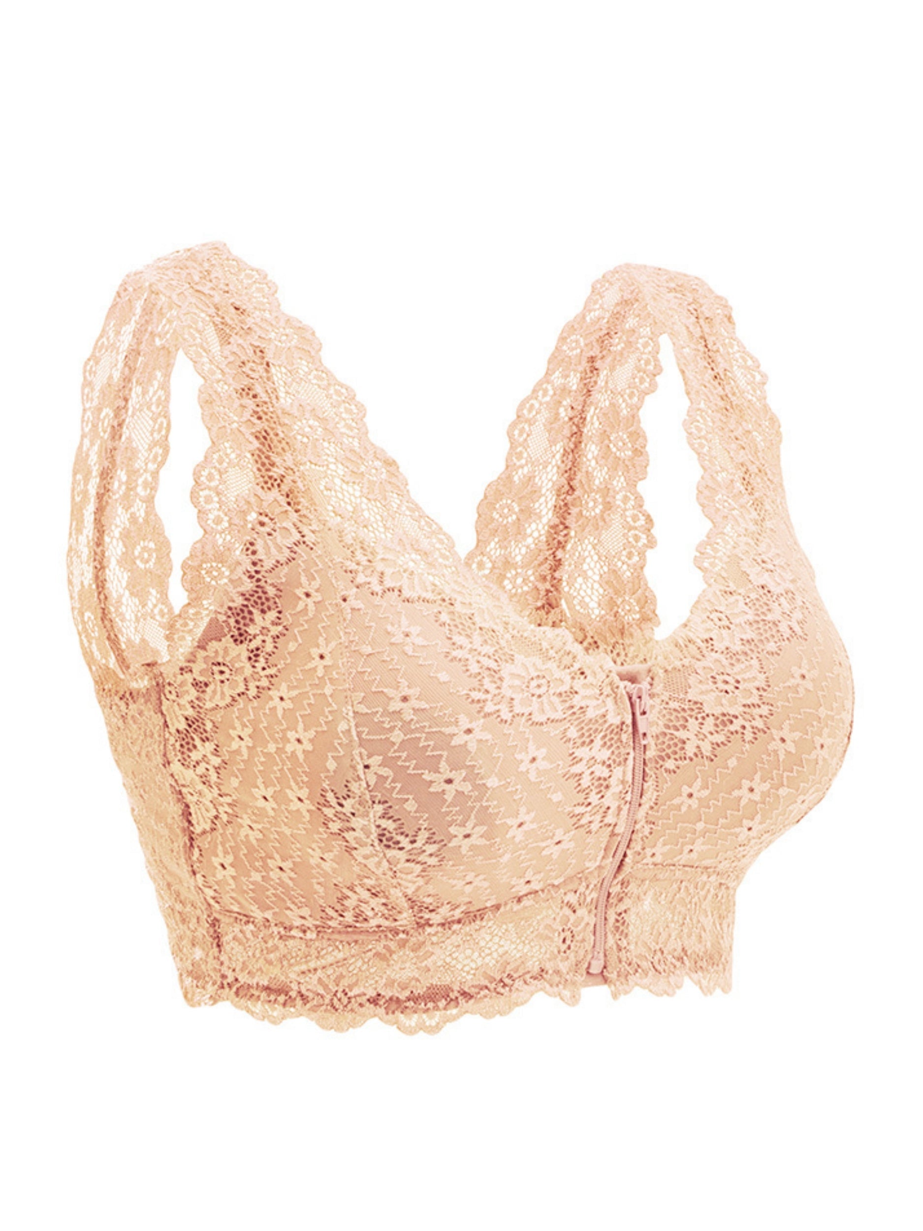 Women's Lace Front Closure Padded Everyday Short Bra .Plus Size