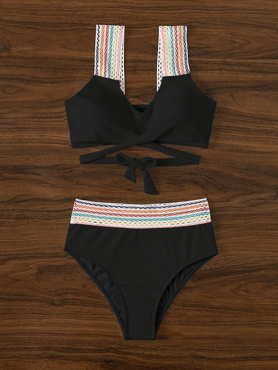 CONJUNTO DE BIKINI DE CANALÉ ONDULADO COLORIDO