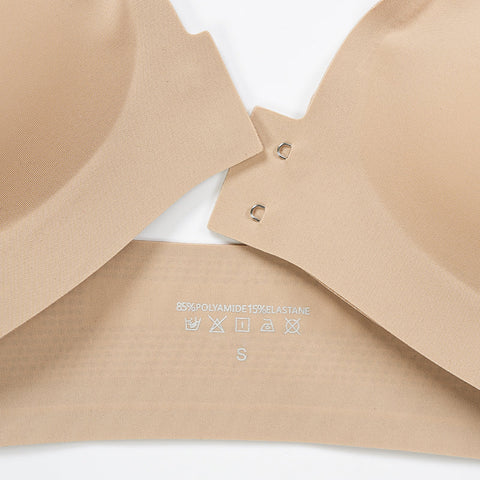 Solid Color Front Button Deep V Wireless Bra