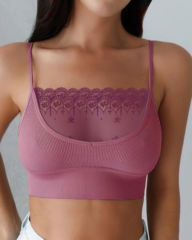 Sujetador tipo bralette de encaje sexy y elástico de talla grande