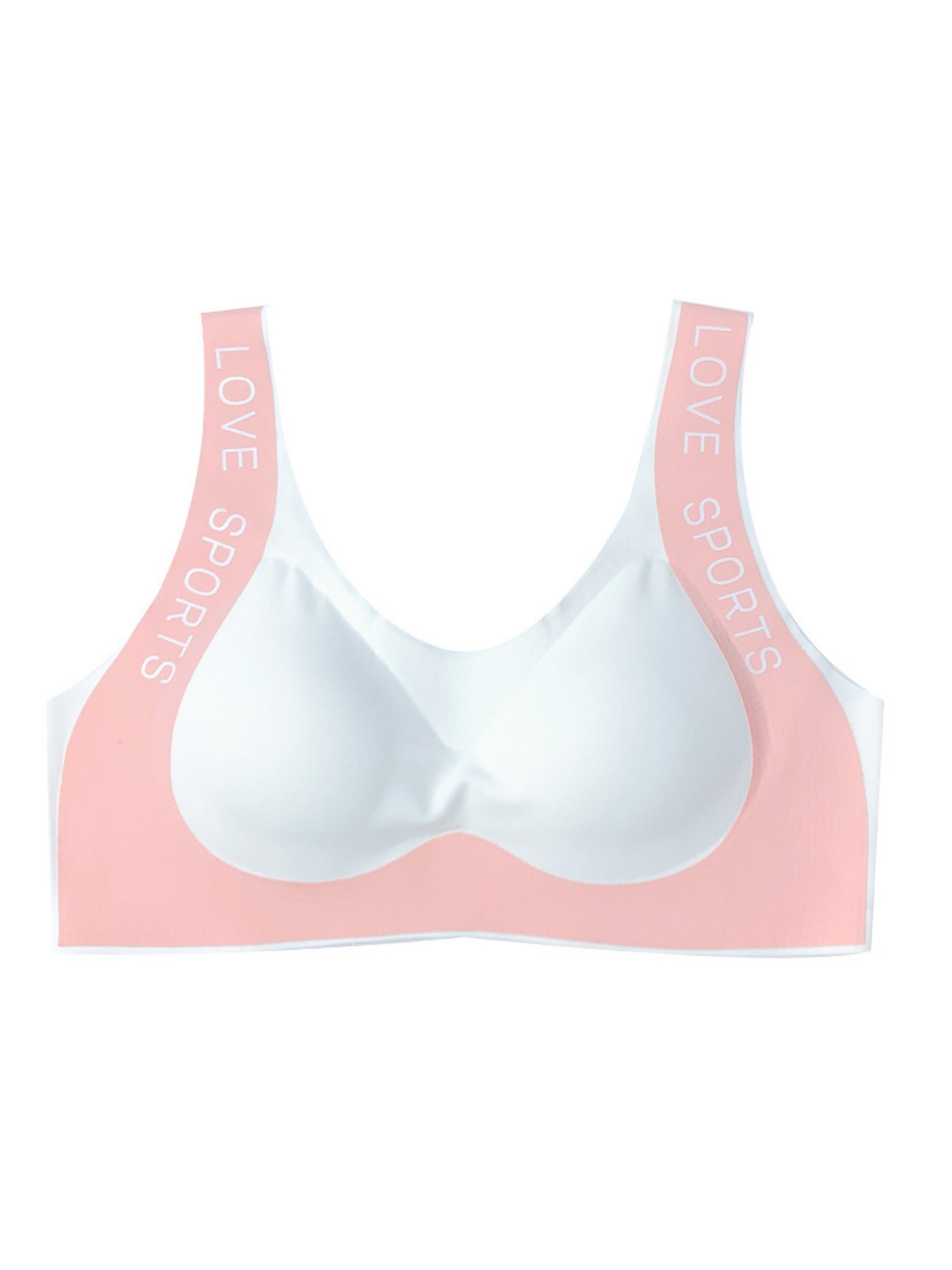 Sujetador push up sin costuras, cómodo y transpirable con tirantes anchos y estampado de letras en color rosa