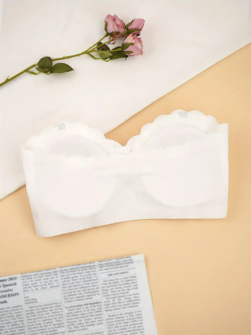 Front Closure Wireless Strapless Bra White