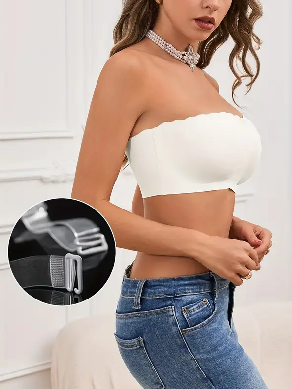 Front Closure Wireless Strapless Bra White