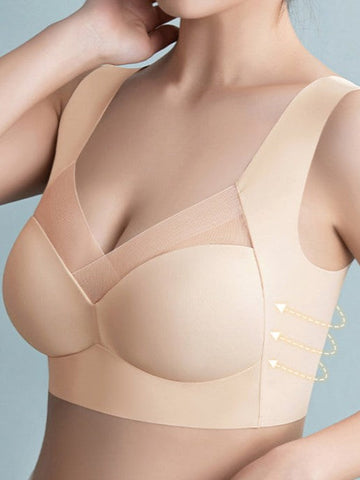 Damen Mesh Seamless Smooth Comfort Bügelloser BH Beige