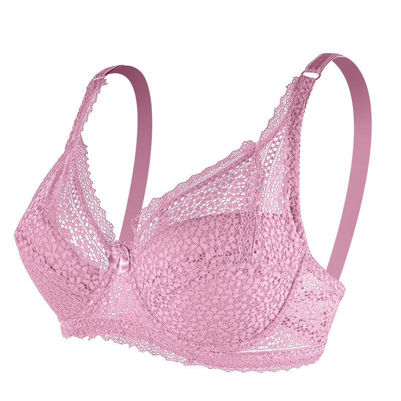 Lace plus size women's underwear, breathable and comfortable butterfly bow bra