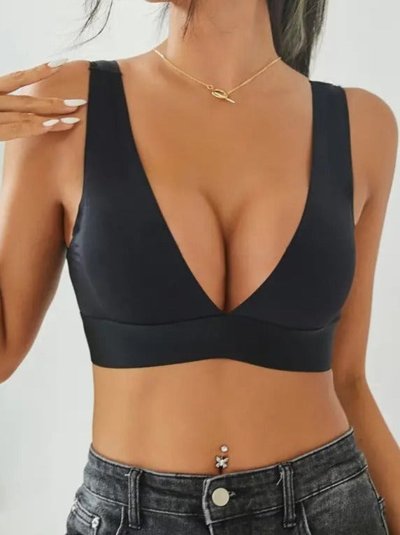 Nahtlose Push-Up-Sport-Bralette-BHs ohne Bügel Schwarz