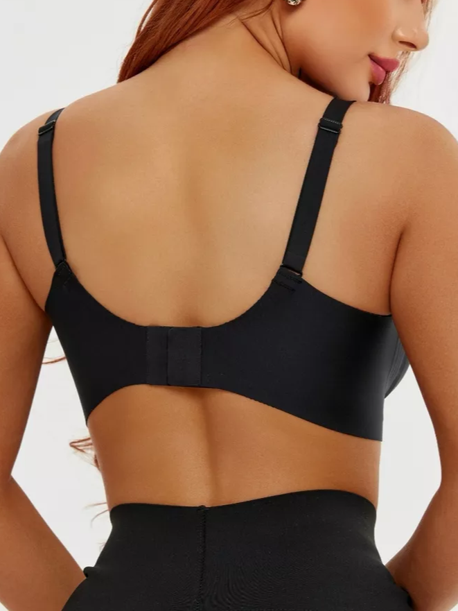 Deep V Mesh Seamless Push-up Without Steel Ring To Prevent Sagging Bra Black