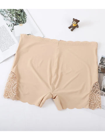 Contrast Lace Soft & Comfortable Scallop Trim Boyshort Panties