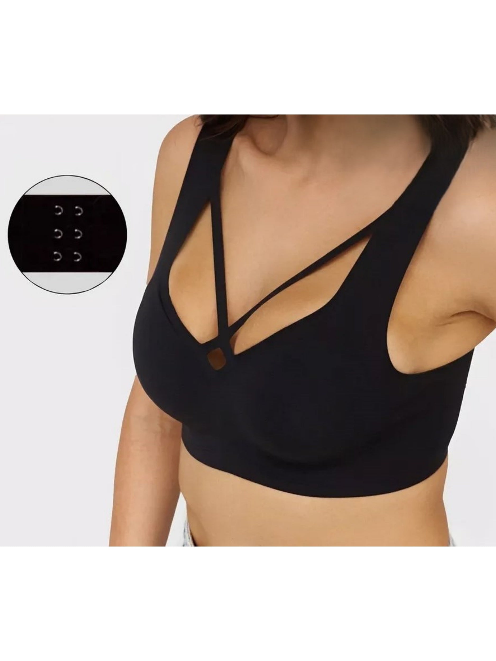 Nude Jelly Strip Support Breathable Comfort Seamless Bra Black