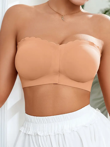 Front Closure Wireless Strapless Bra Pink