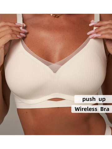 One-piece Seamless Push-up Breathable Mesh Wireless Bra