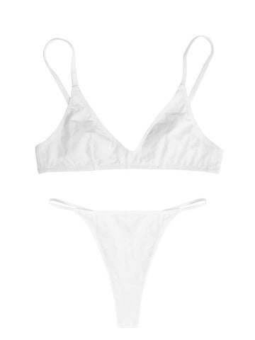 Comfortable Wireless Tank Top Bra Set White