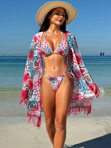 COMBINACIÓN BIKINI SEXY - Rojo y Blanco