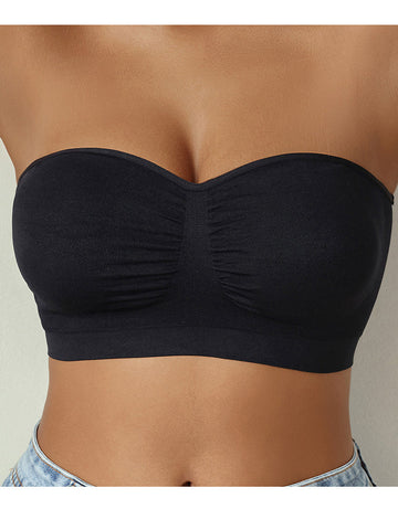 Seamless Backless Comfort Strapless Bra with Ruching