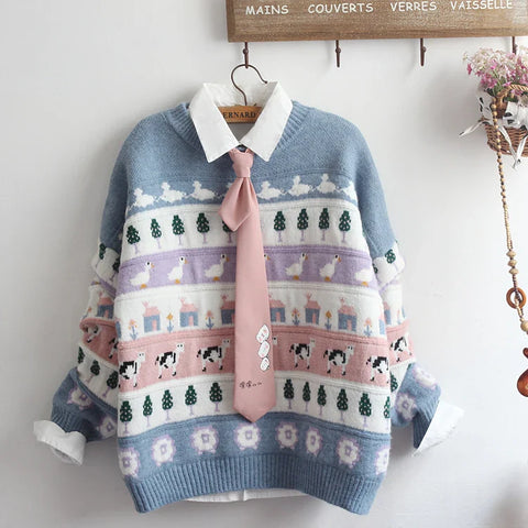 Vintage Kawaii Oversize Pullover