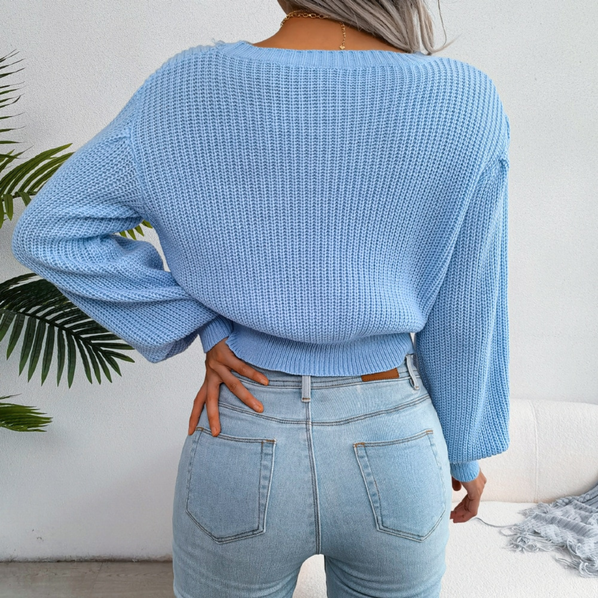 Ryder - Blue Braided Knit Top