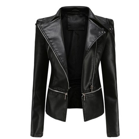 Cici - Black PU Leather Adjustable Length Jacket