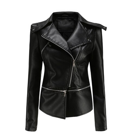 Cici - Black PU Leather Adjustable Length Jacket