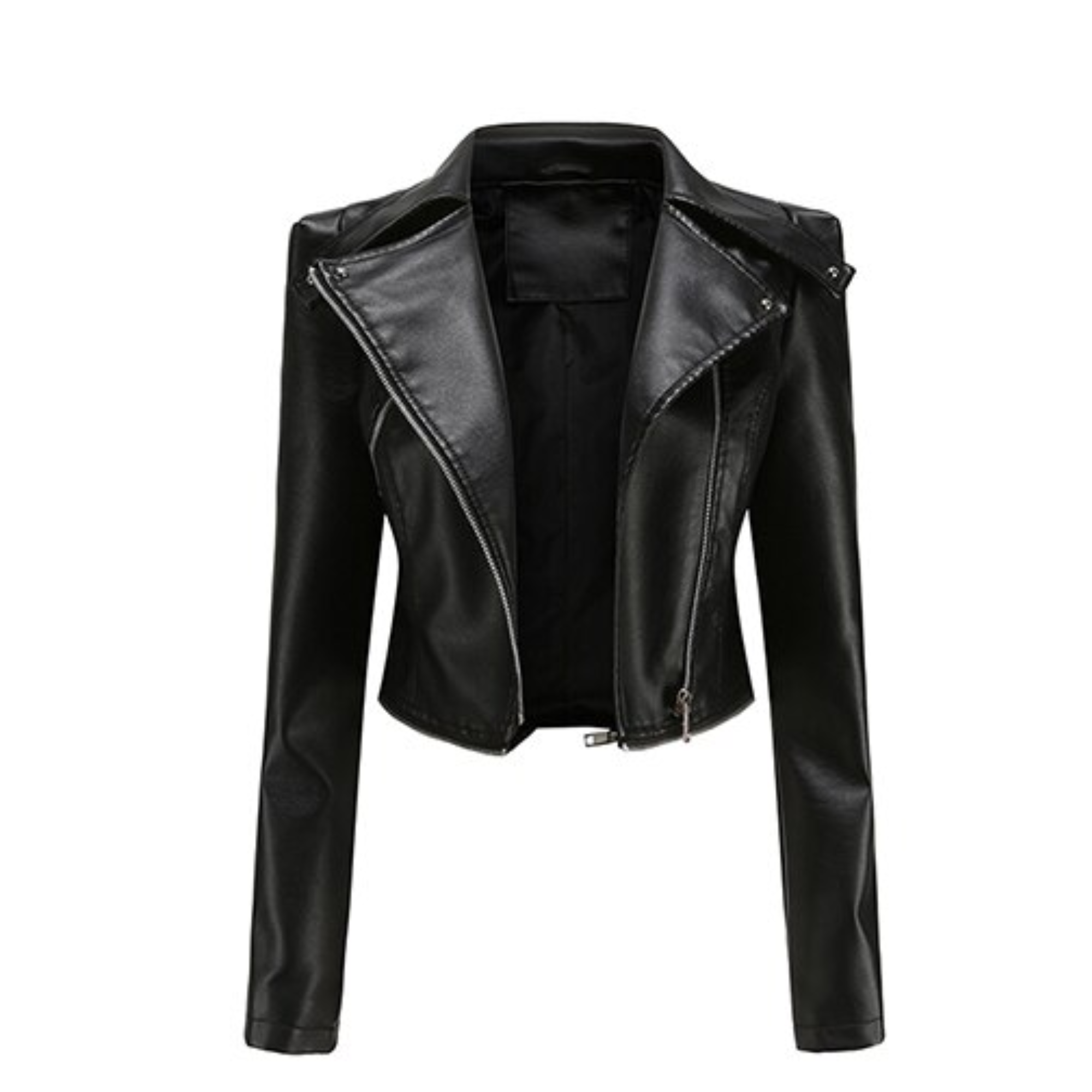 Cici - Black PU Leather Adjustable Length Jacket