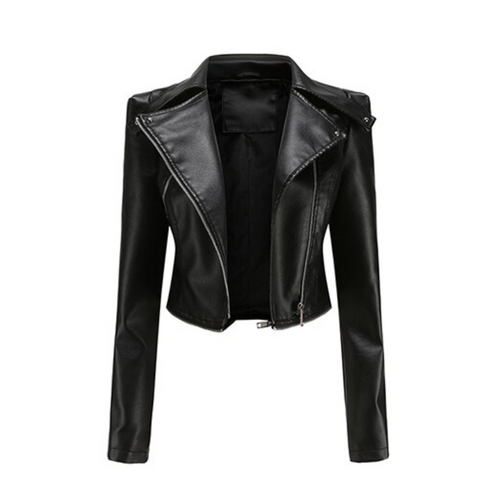 Cici - Black PU Leather Adjustable Length Jacket