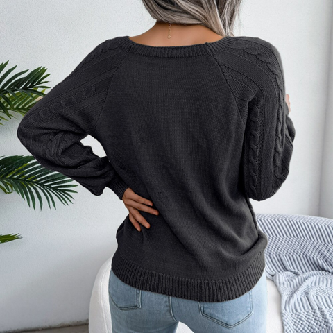 Sofia - Black Square Neck Pullover Sweater Top