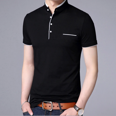 Liam - Mandarin Collar Polo Shirt