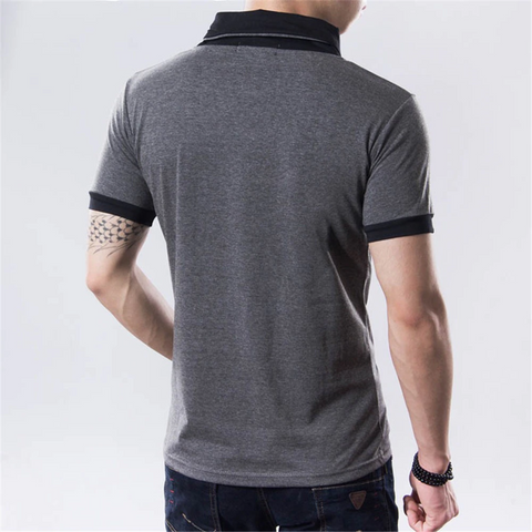 Onyx - Gray Patchwork V Collar T-Shirt