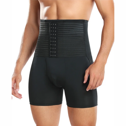 Men's Padded Shapewear Shorts & Built In Waist Trainer Belt