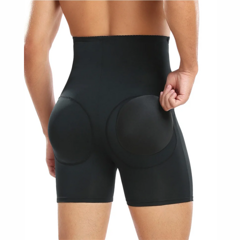 Men's Padded Shapewear Shorts & Built In Waist Trainer Belt