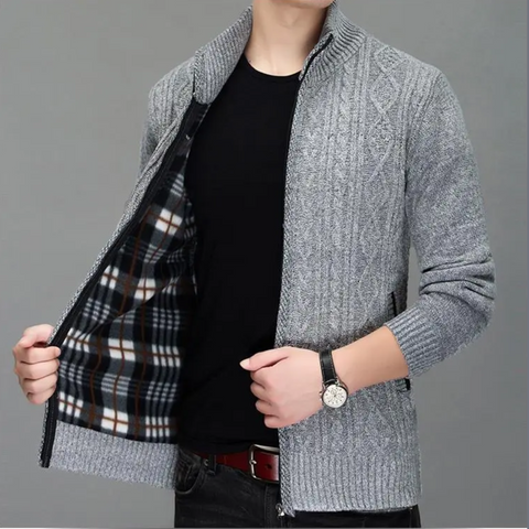Gian - Knitted Zip Front Cardigan