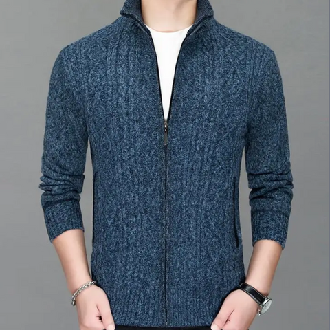 Gian - Knitted Zip Front Cardigan