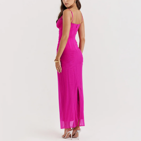 Maritza - Rose Pink Mesh Corset Bodycon Dress