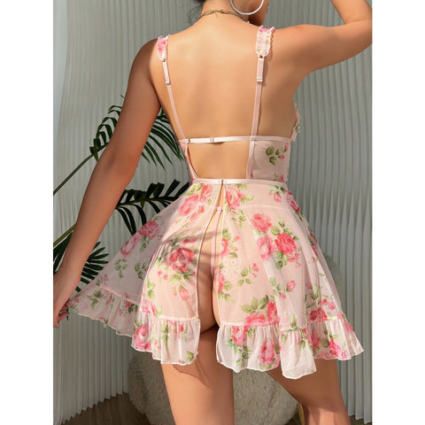 Printed Sheer Strap Top